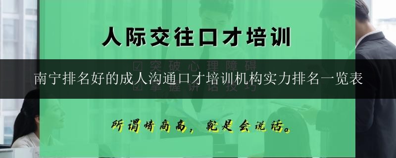 南寧排名好的成人溝通口才培訓(xùn)機(jī)構(gòu)實(shí)力排名一覽表